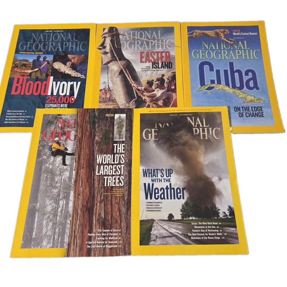 Lot 5 National Geographic ALL 2012 Easter Island Elephants Cuba Extreme Weather